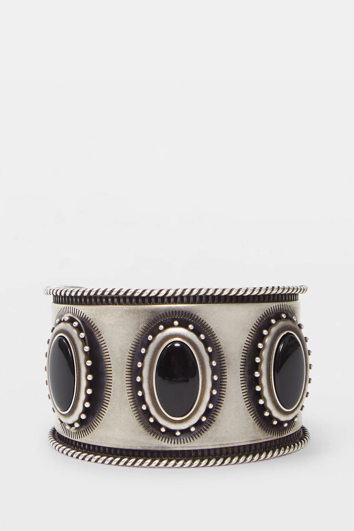 Luba Small Cabochon Engraved Cuff Bracelet