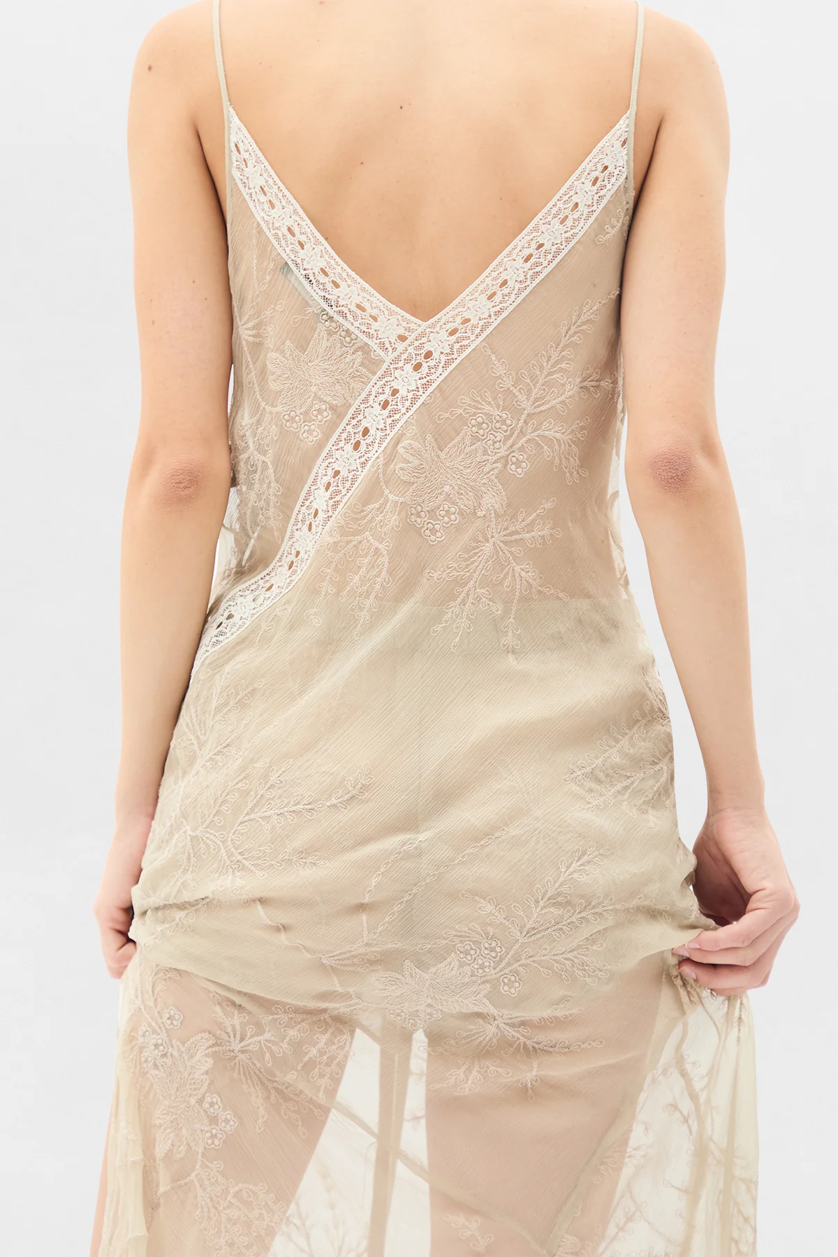 Lala X-Long Bias Dress with Lace Detail - Image 5