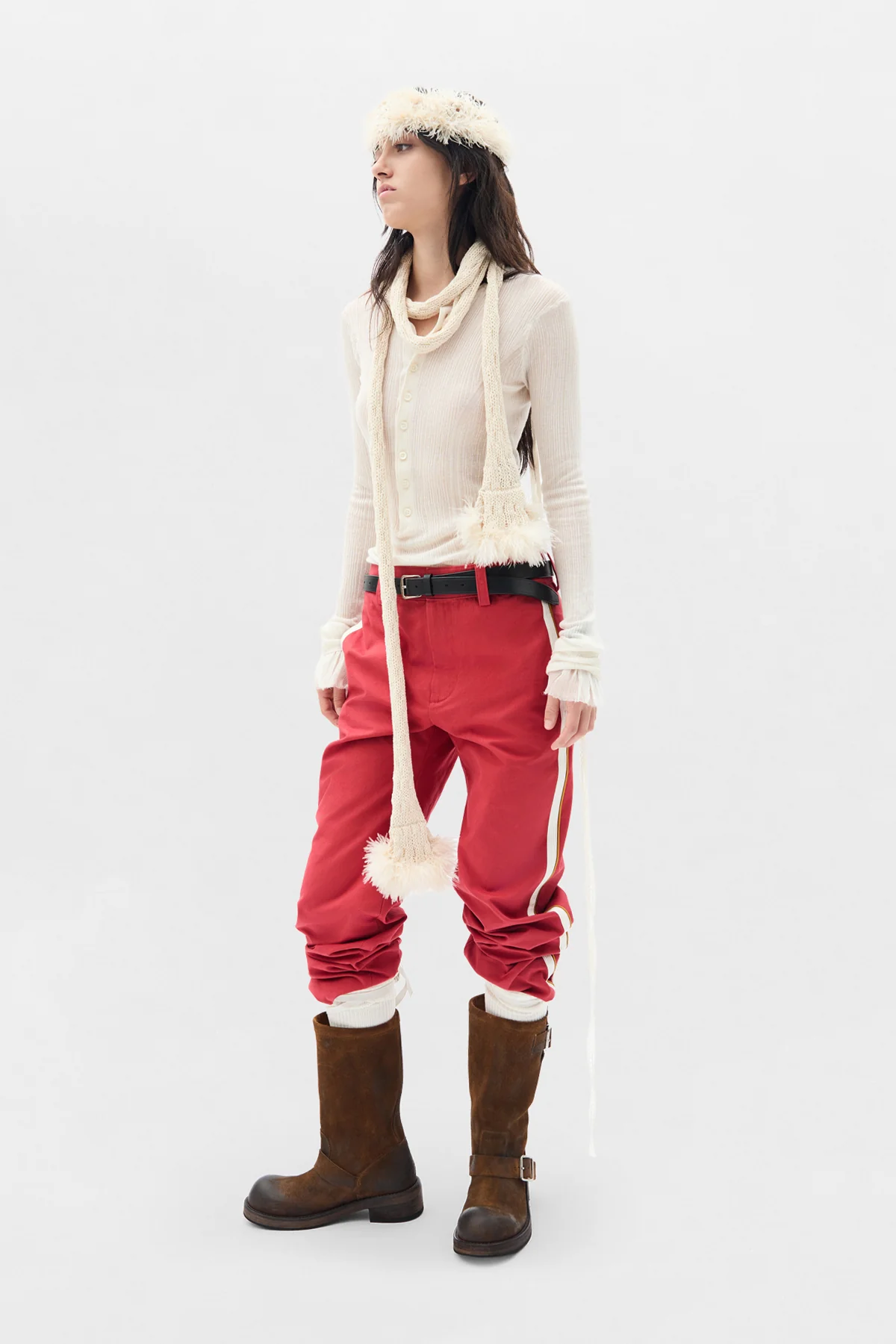 Miep Creponette Rib Fitted Serafino Knit Top - Image 4