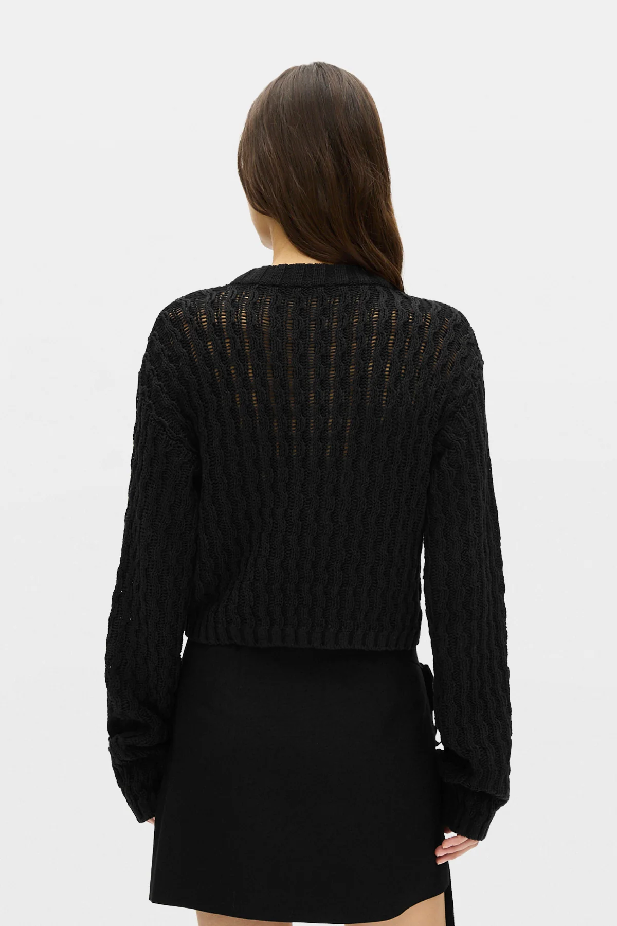 Reza Twisted Rib Cropped Crew Neck Sweater - Image 3