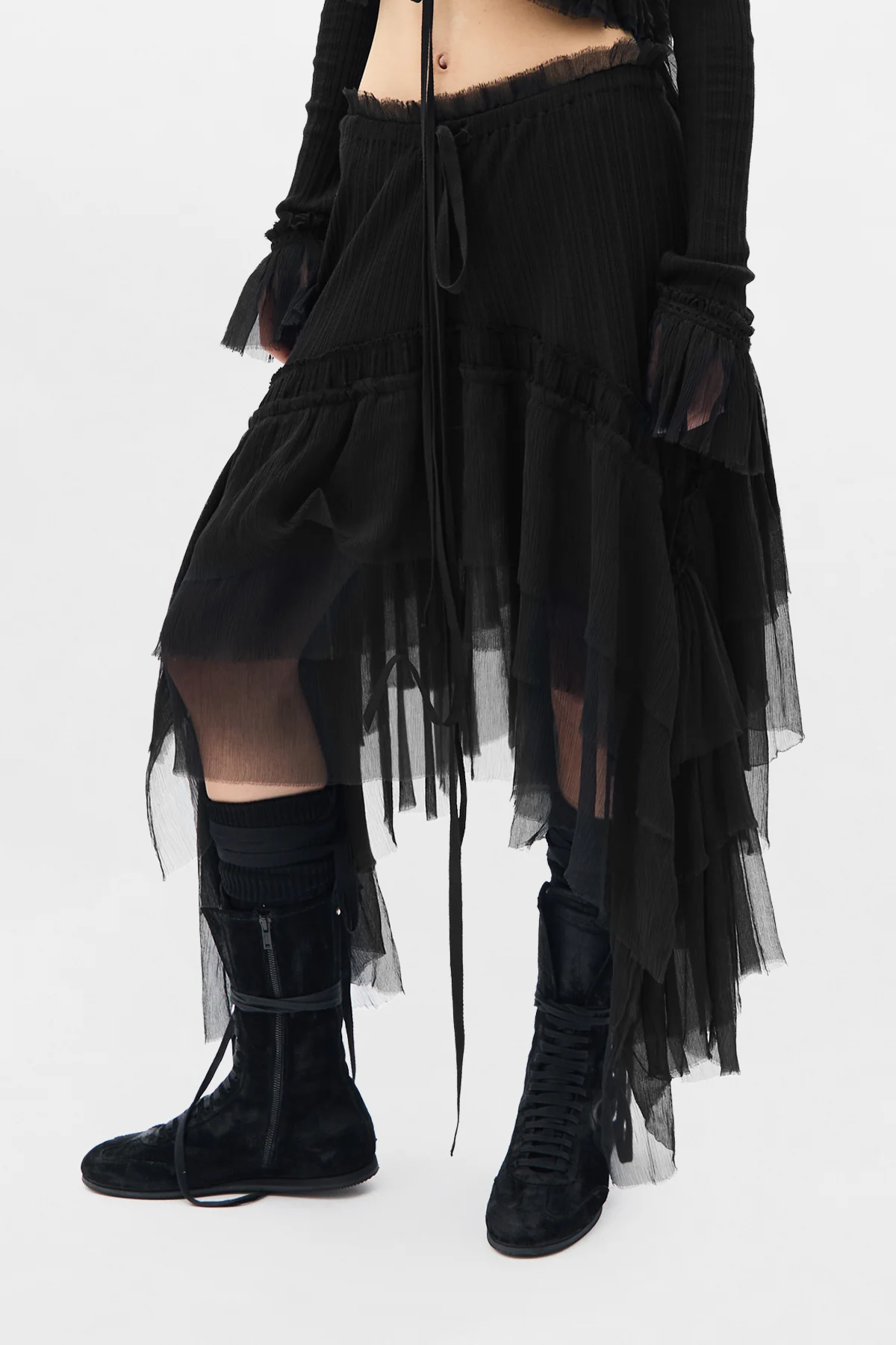 Bete Midi Skirt with Silk Creponne Ruffles - Image 2