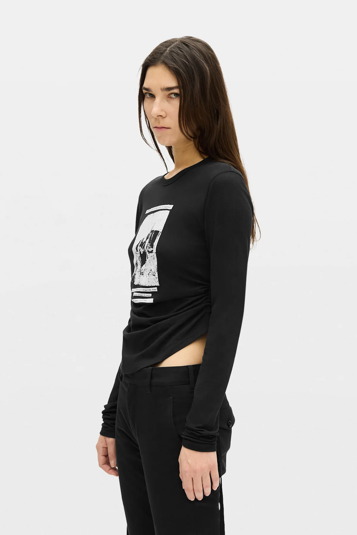 Dot Wrinkled Cropped Long Sleeves Top - Image 2