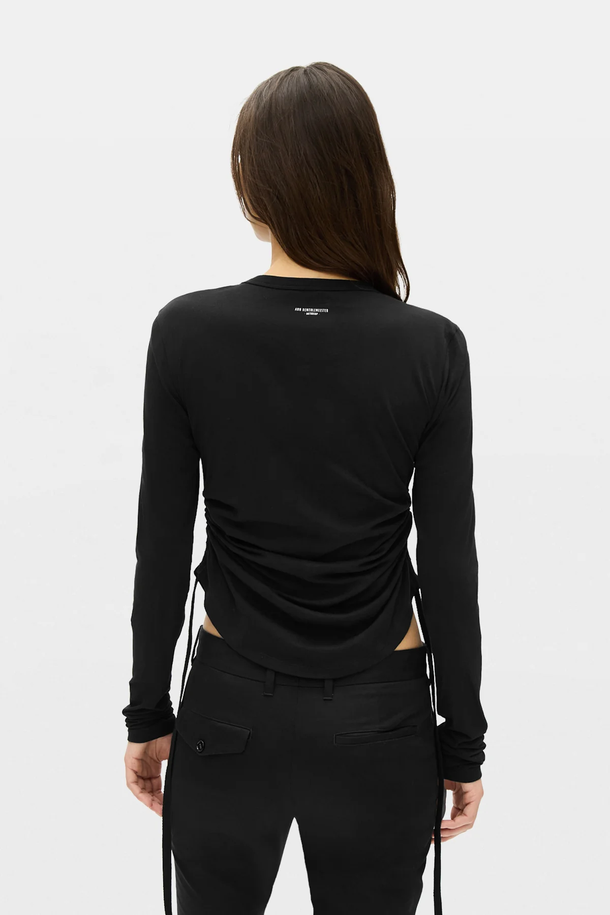 Dot Wrinkled Cropped Long Sleeves Top - Image 3