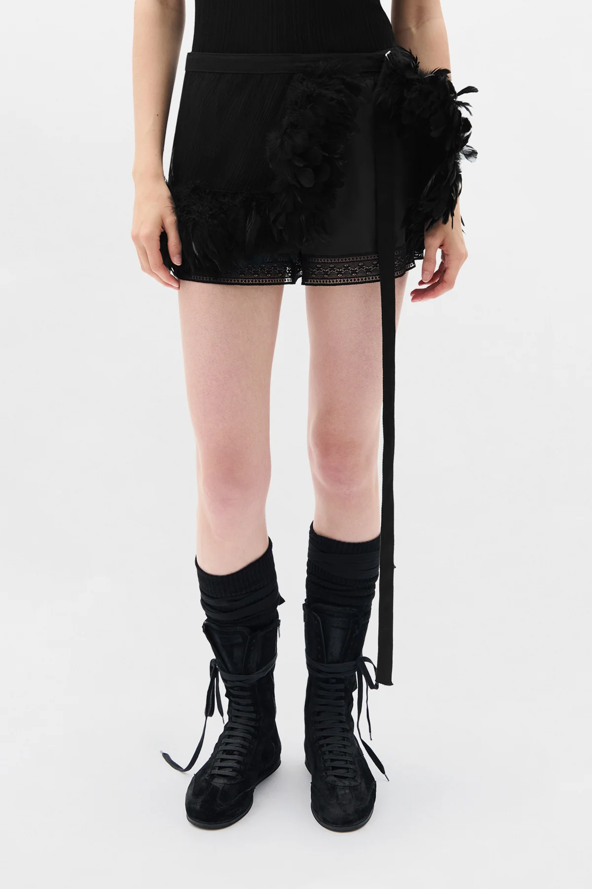 Avar Fluid Apron With Feathers